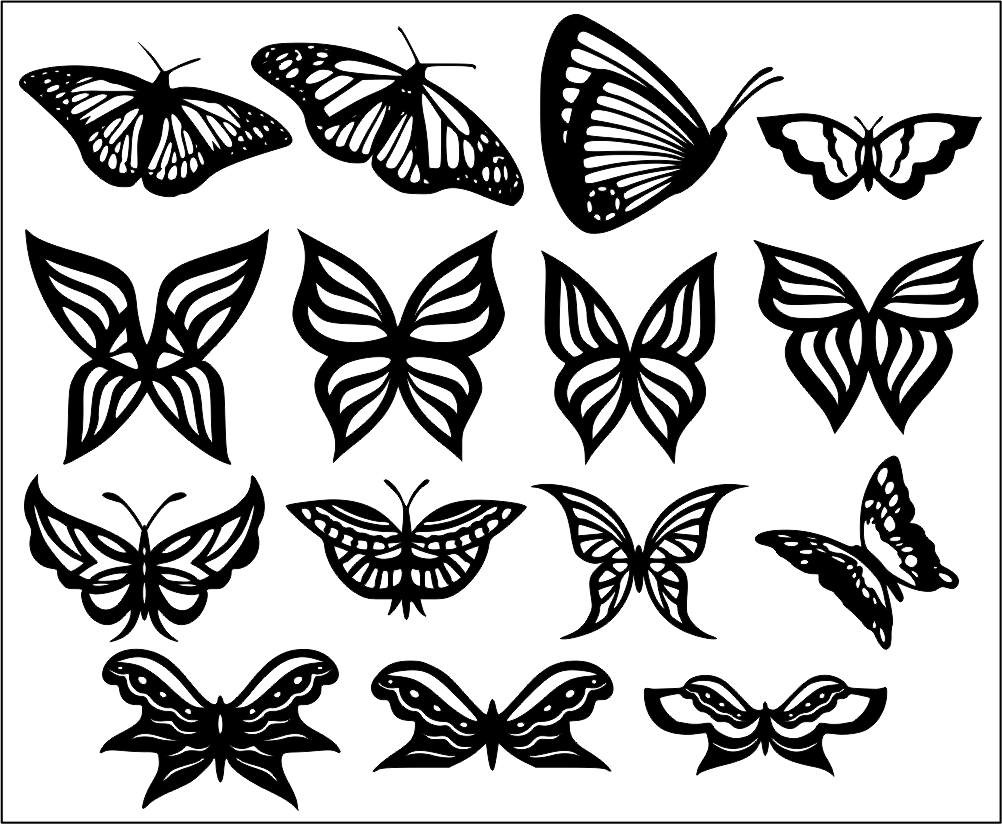 15 Different Style Butterfly Pack - Download Free DXF And CDR Vector Files