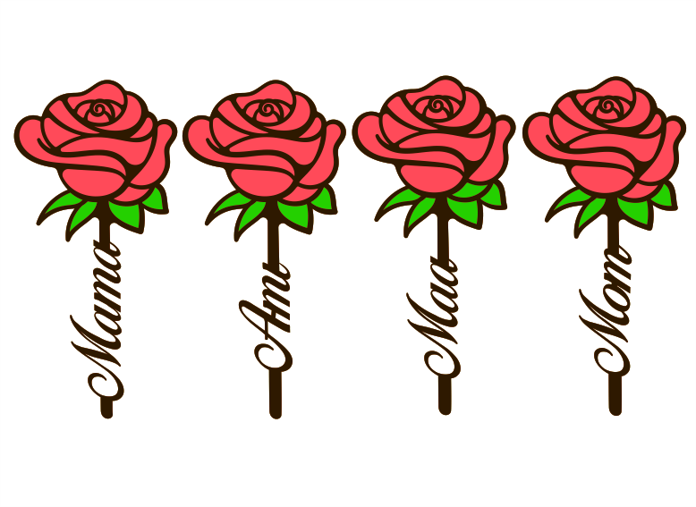 3D Layered Roses for Mother's Day Flower Stems Laser Cut - Download Free CDR and DXF Files