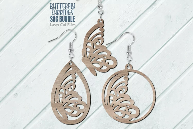 Butterfly Earrings Bundle Laser Cut, Glowforge Files - Download Free CDR and DXF File