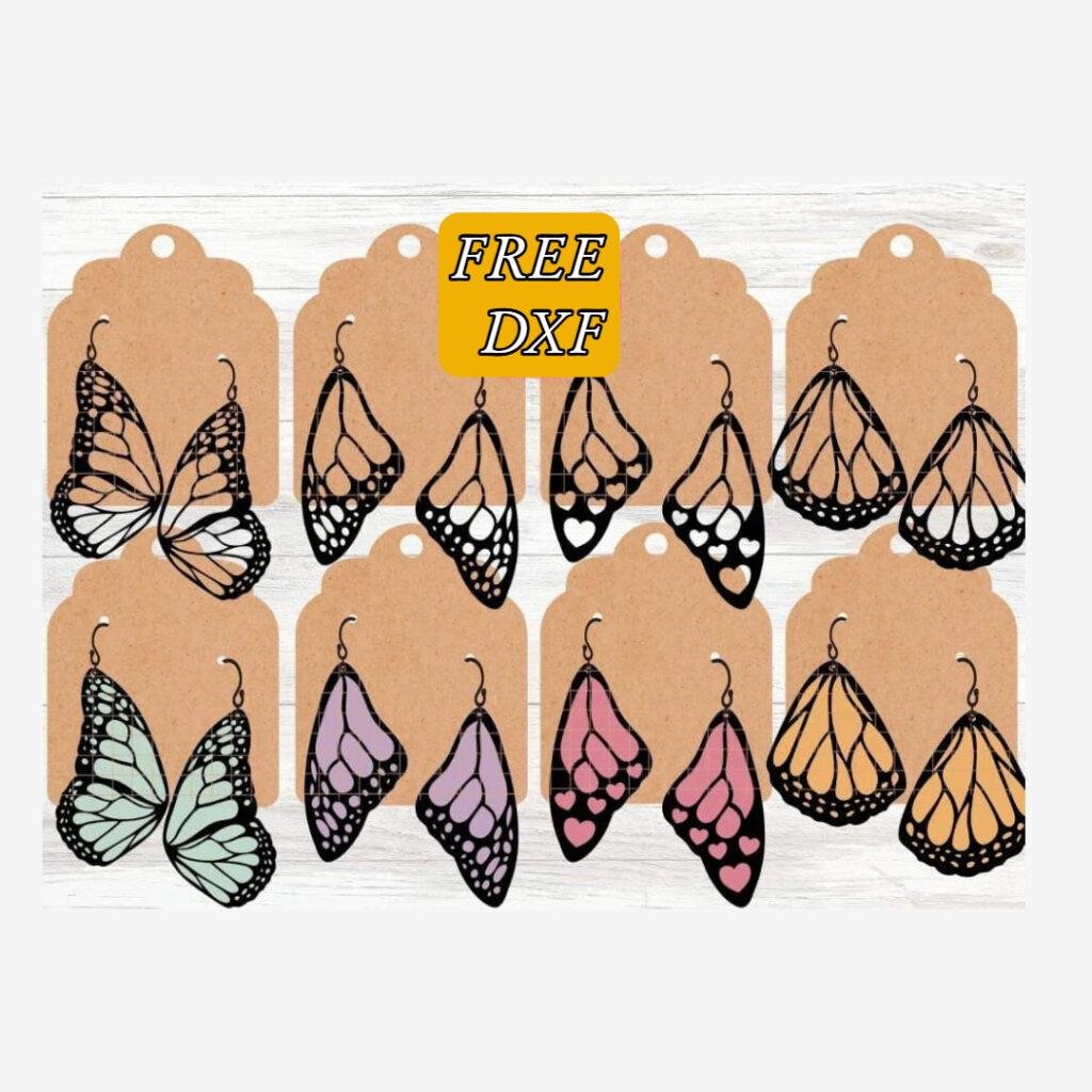 Butterfly Fairy Wing Earrings Bundle for Glowforge, Layer Earring for Cricut, Laser Cut File - Download Free CDR and DXF File