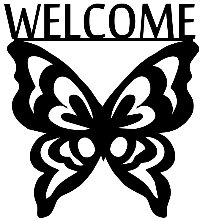 Butterfly Welcome Silhouette Illustration, Butterfly Vector - Download Free CDR and DXF File