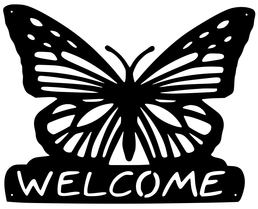 Butterfly Welcome Vector, Butterfly Silhouette Illustration - Download Free CDR and DXF File