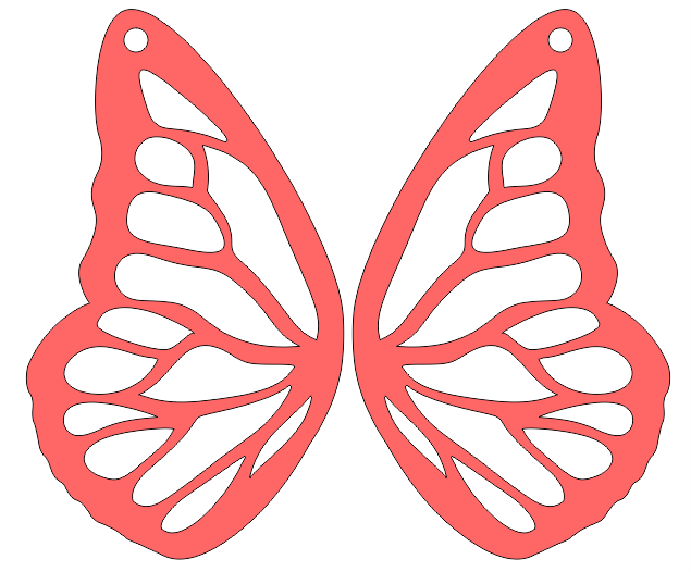 Butterfly Winged Earrings Women Jewelry Template For Laser Cut - Download Free CDR and DXF File