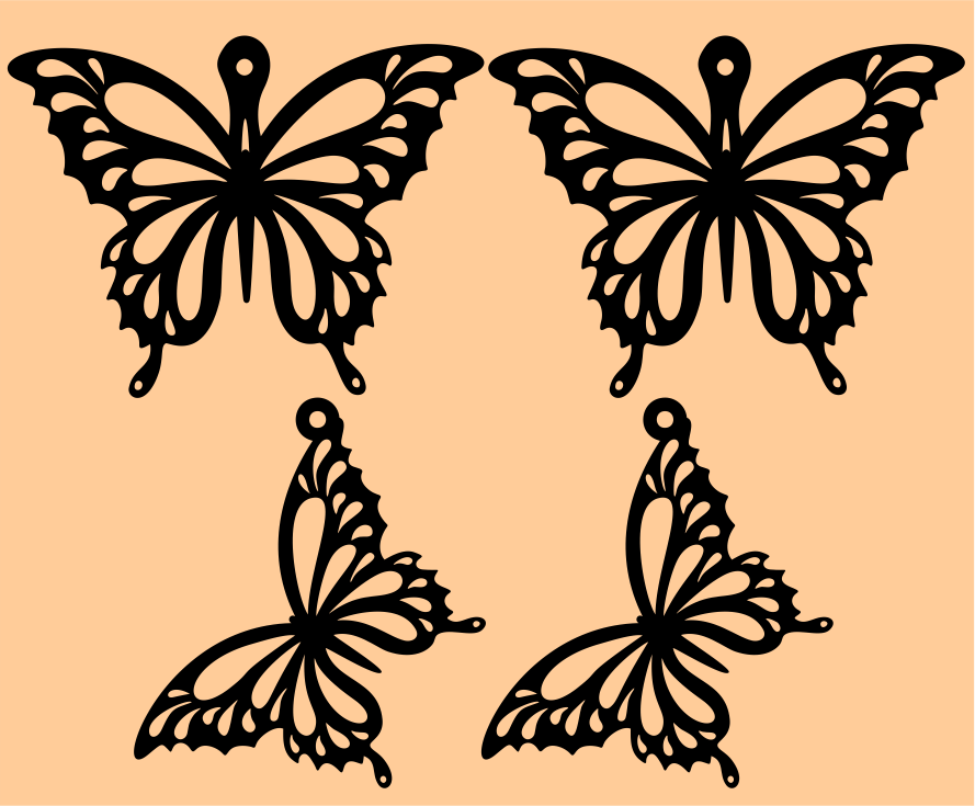 Laser Cut Beautiful Butterfly Earrings Jewelry Template - Download Free CDR and DXF File