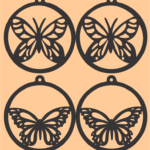 Laser Cut Round Shape Butterfly Earrings Women Jewelry Template - Download Free DXF and CDR File