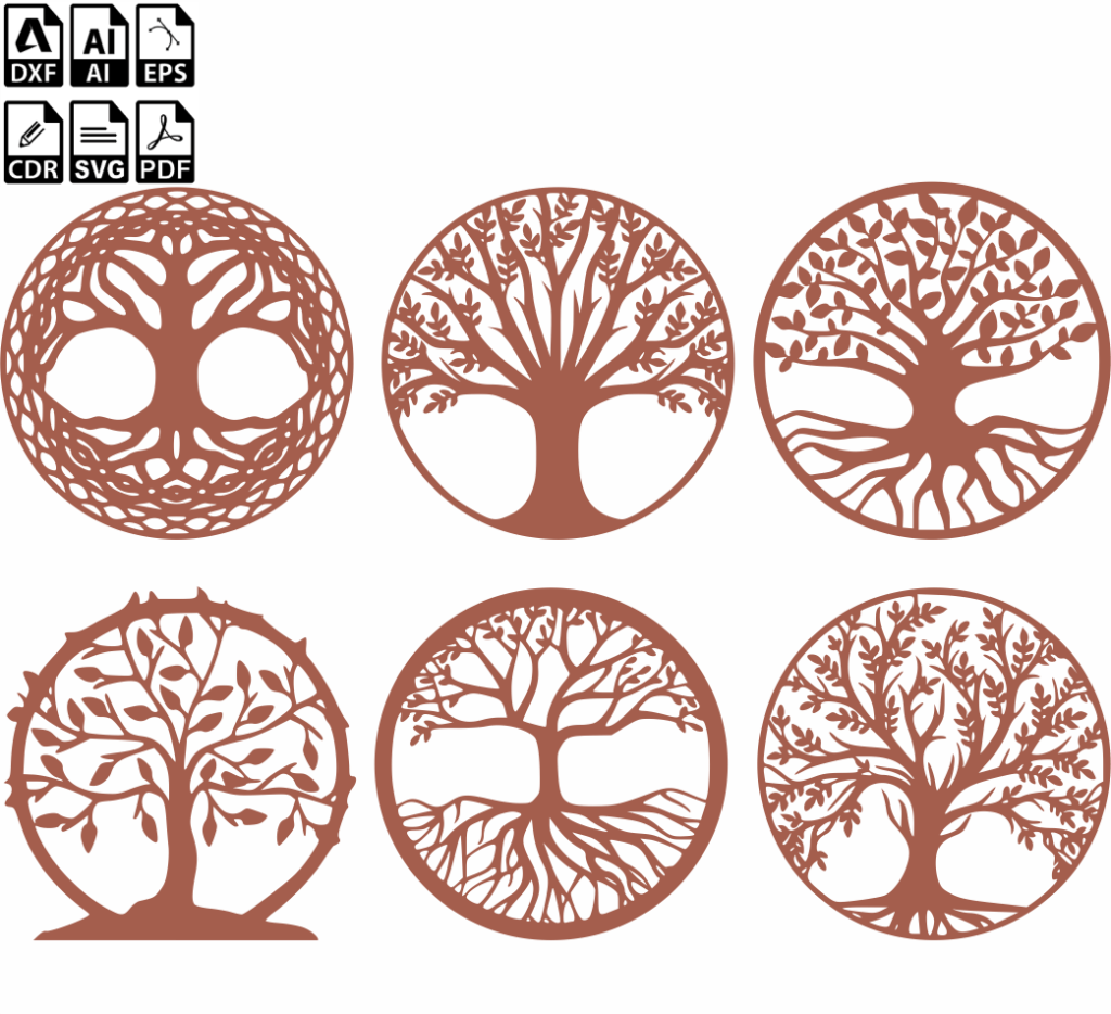 06 Tree Free Laser Cut Svg Files, Vector Files For Wood Laser Cutting