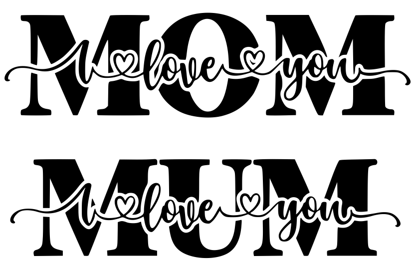 I love you MOM Laser Cut DXF and CDR Free Files - Happy Mothers Day