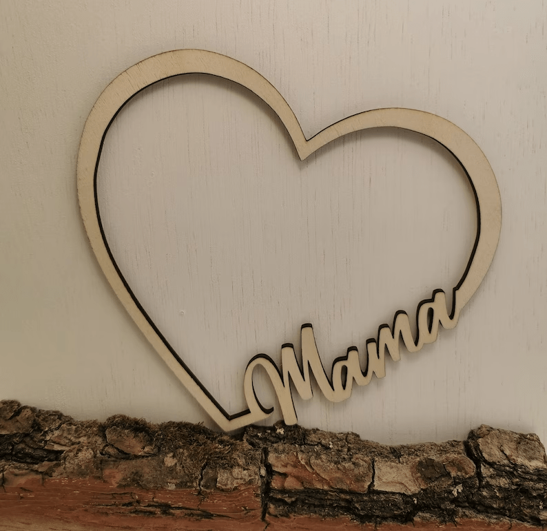 Laser File Mom Heart with Mama Lettering - Download Free DXF and CDR Files (4)