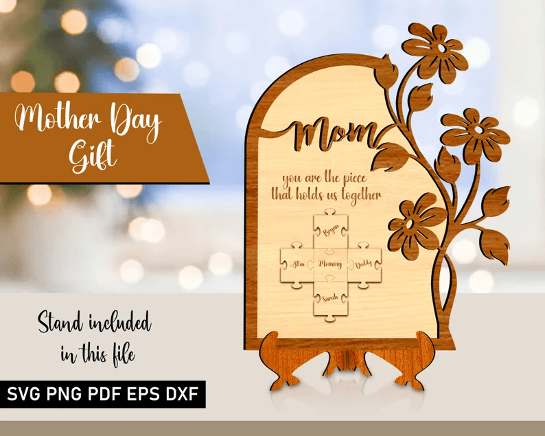 Mothers Day Gift Svg, You Are the Piece That Holds us Together, Gift For Mom, Mothers Day Laser Files, Heart Mom