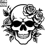 Skull and Rose Wall Decor file svg Free Vector download for Laser cut Plasma