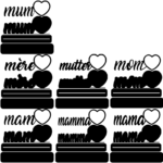 Standing Mom Text with Heart Shape Photo Frame Happy Mother's Day Gift For Mom Free 3mm, 4mm DXF and CDR Files, Diy Gift (2)