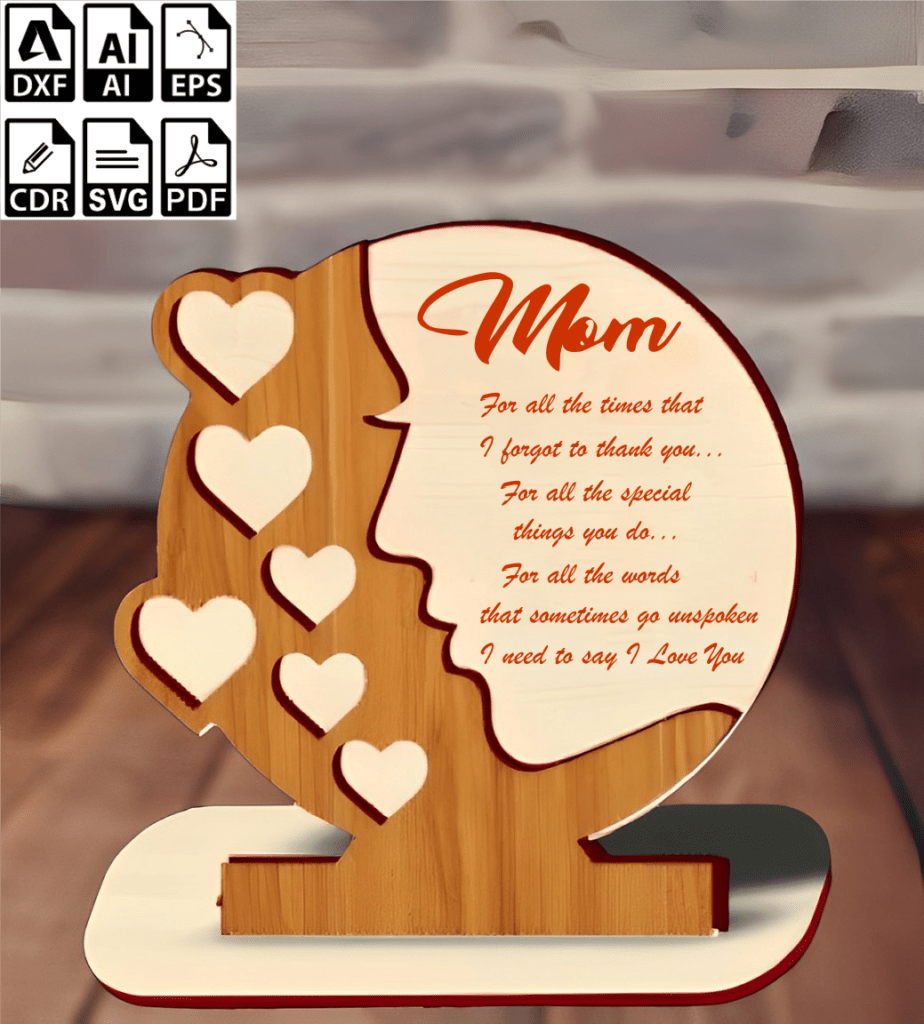 Happy Mother's Day Stand Free Vector 3mm Download for laser Cut