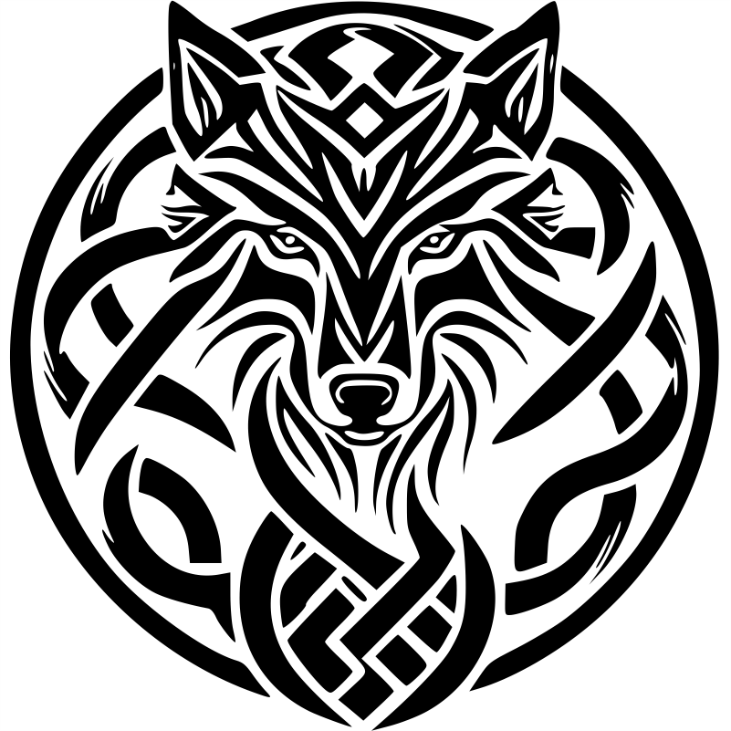 Vector illustration of Wolf Head with Ornament Free Files