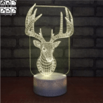 Laser Cut Deer Head Christmas Decor 3D Illusion Lamp Free Vector