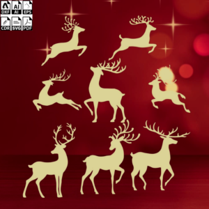 Christmas Reindeer Window Stickers Laser Cut Free File