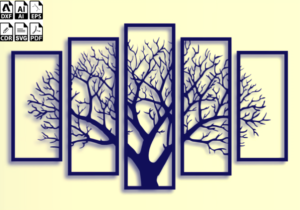 Laser Cur Tree pattern Wall Art Wooden Wall Decor