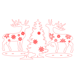 Laser Cut 3mm Christmas Tree And Deer For Desk Christmas Ornaments (2)