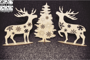 Laser Cut 3mm Christmas Tree And Deer For Desk Christmas Ornaments