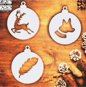 Laser Cut Christmas Decor Shape of Reindeer, Dog, and Feather Christmas Stencils