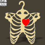 Laser Cut Halloween Human Rib Skeleton Clothes Hanger with Heart Vector