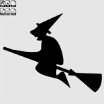 Laser Cut Halloween Witch Flying Clipart Free Vector