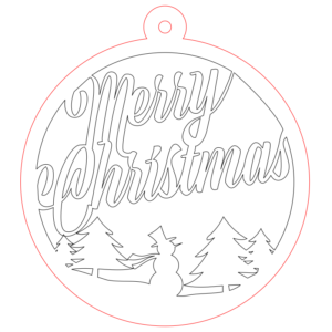 Laser Cut Layered Merry Christmas Tree Ornament Vector (2)