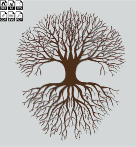 Laser Cut Tree Silhouette Vector Art Design Wall Decor