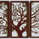 Laser Cut Tree Triptych Frame with Birds Wall Decor